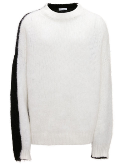 Shop Jw Anderson Colour-block Crew-neck Jumper In White