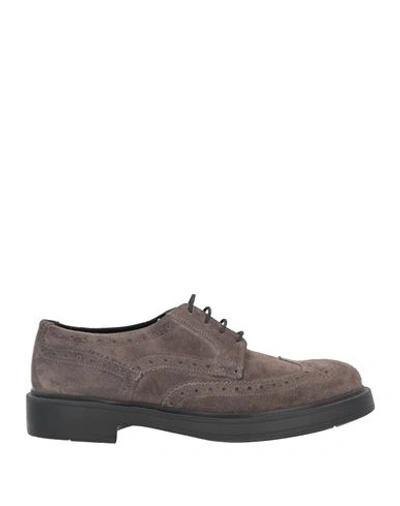 Baldinini Man Lace-up Shoes Dove Grey Size 13 Soft Leather In Grey