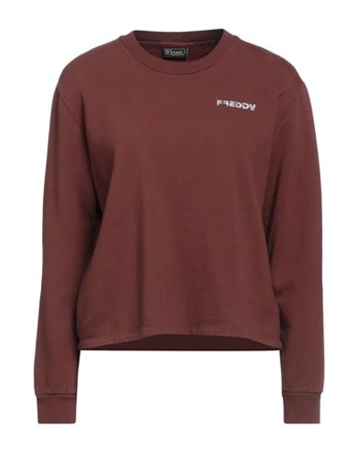 Freddy Woman Sweatshirt Brown Size L Cotton In Brown
