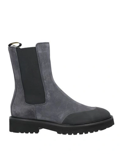 Shop Doucal's Woman Ankle Boots Slate Blue Size 7.5 Soft Leather, Textile Fibers