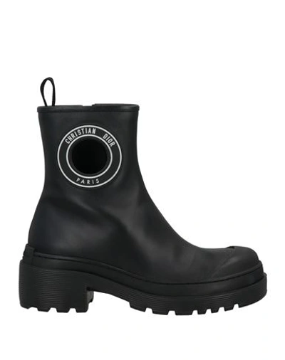 Dior Woman Ankle Boots Black Size 10.5 Calfskin, Rubber In Black