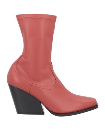 Shop Stella Mccartney Woman Ankle Boots Brick Red Size 8 Textile Fibers