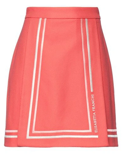 Shop Elisabetta Franchi Woman Mini Skirt Coral Size 4 Cotton In Red
