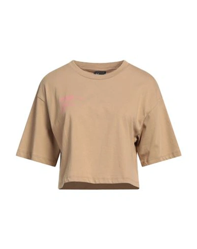 Shop Freddy Woman T-shirt Sand Size M Cotton In Beige