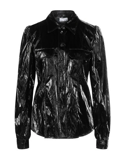 Sfizio Studio Woman Shirt Black Size 4 Viscose, Polyester, Cotton, Metallic Fiber, Polyurethane In Black
