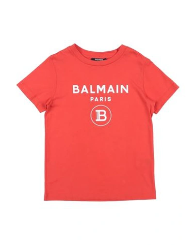 Shop Balmain Toddler Girl T-shirt Red Size 6 Cotton