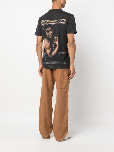 Off-white Graphic Crew Neck T-shirt With Ribbed Collar In Black