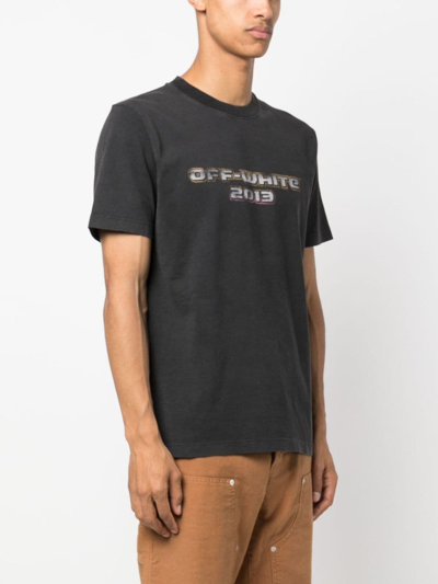 Off-white Graphic Crew Neck T-shirt With Ribbed Collar In Black