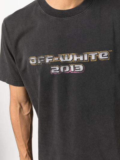 Off-white Graphic Crew Neck T-shirt With Ribbed Collar In Black