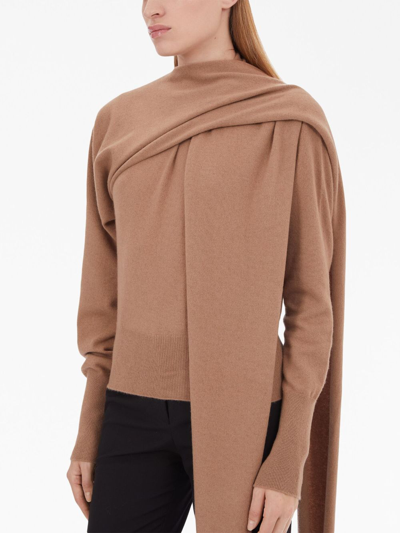 Ferragamo Scarf-detail Cashmere Sweater In Neutrals