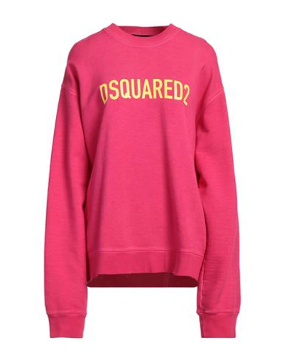 Shop Dsquared2 Woman Sweatshirt Fuchsia Size M Cotton, Elastane In Pink