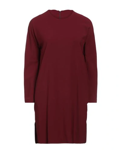Shop Aspesi Woman Mini Dress Burgundy Size 12 Viscose, Virgin Wool, Elastane In Red