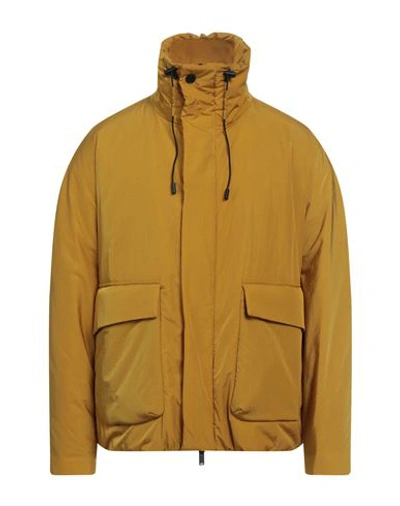 Shop Hevo Hevò Man Jacket Mustard Size 42 Nylon In Yellow