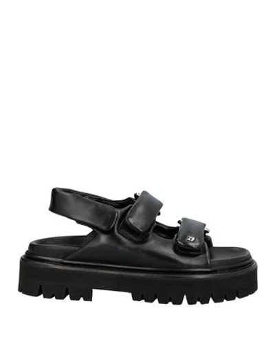 Dsquared2 Woman Sandals Black Size 10 Soft Leather In Black