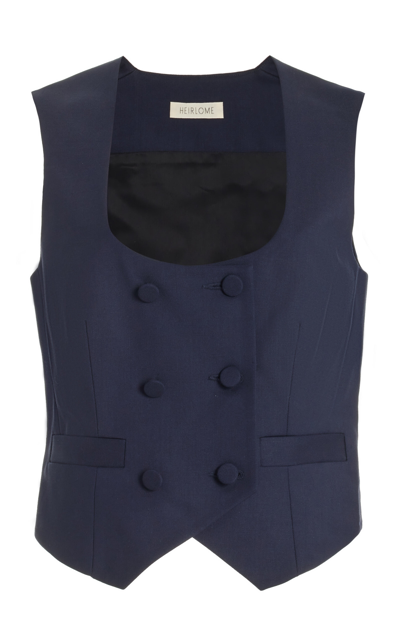 Shop Heirlome Ines Wool Waistcoat In Navy