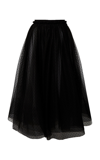 Shop Erdem Full Tulle Midi Skirt In Black