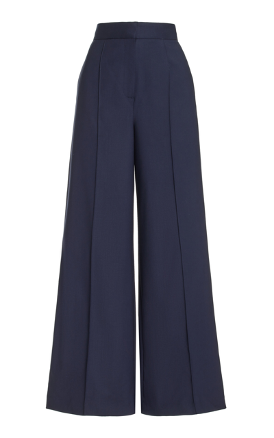 Shop Heirlome Ines High Waisted Wool Trousers In Navy