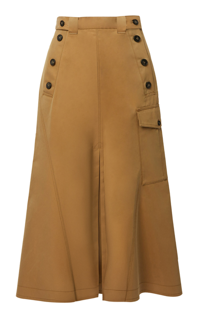 Shop Erdem Cargo Cotton Midi Skirt In Neutral