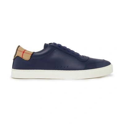 Shop Burberry Robin Sneakers In Navy_arch_beige_chk