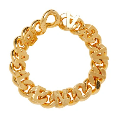 Shop Balenciaga Chain Logo Bracelet In Gold