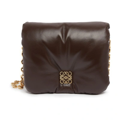 Shop Loewe Goya Puffer Quilted Bag In Dark_chocolate