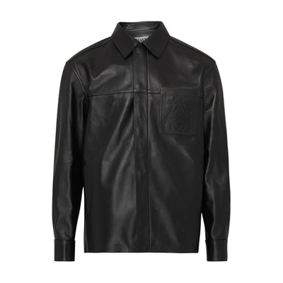 Shop Loewe Overshirt With Debossed Pocket In Black