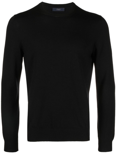 Shop Fay Crew-neck Sweatshirt In Black