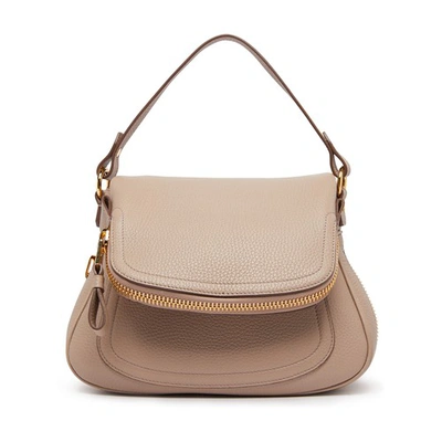 Shop Tom Ford Jennifer Medium Bag With Double Shoulder Strao In Silk_taupe