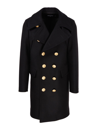 Shop Dsquared2 Double Breasted Long-sleeved Coat In Nero