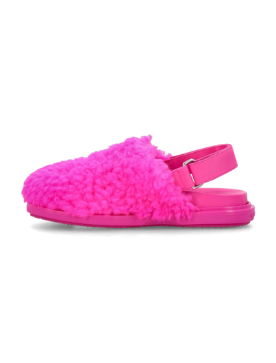 Shop Marni Shearling Fussbet Mules In Pink