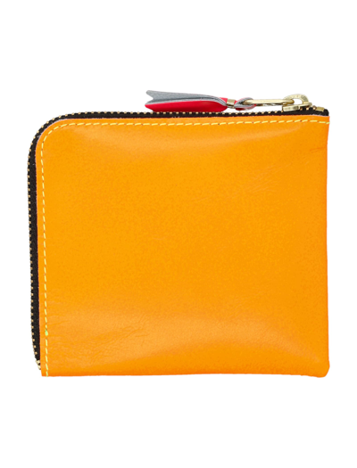 Comme Des Garçons Super Fluo Small Zip Coin Wallet In Yellow Light Orange