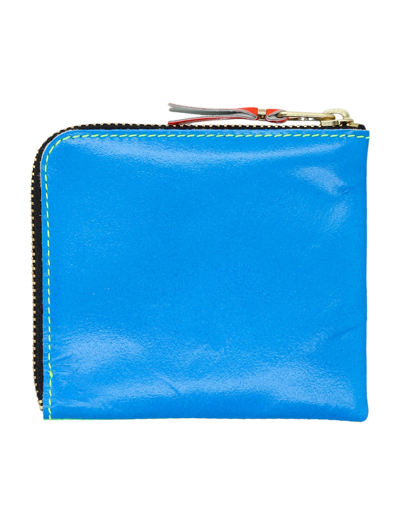 Shop Comme Des Garçons Super Fluo Small Zip Coin Wallet In Green Blue