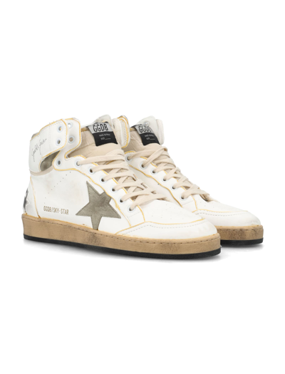 Shop Golden Goose Skystar Sneakers In White/taupe