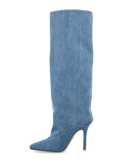 Shop Attico Sienna Denim Boots 105 In Denim Blue