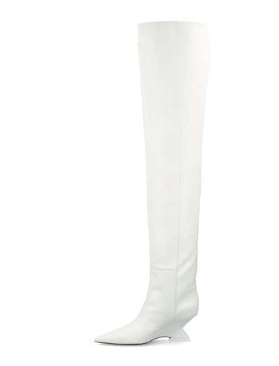 Shop Attico Cheope Over-knee Boot 60 In White