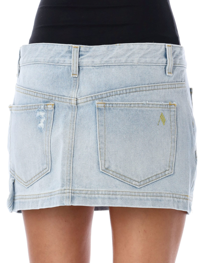 Shop Attico Abra Mini Skirt In Sky Blue