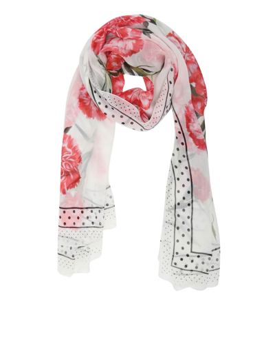 Shop Dolce & Gabbana Silk Foulard With Floral Print In Multicolor