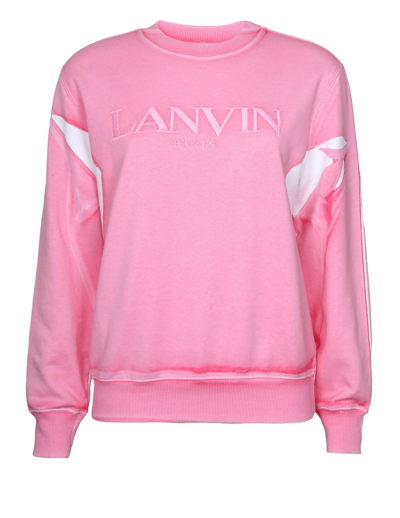 Shop Lanvin Sweatshirt Sweatshirt In Cotton With Logo In Tone In Peony