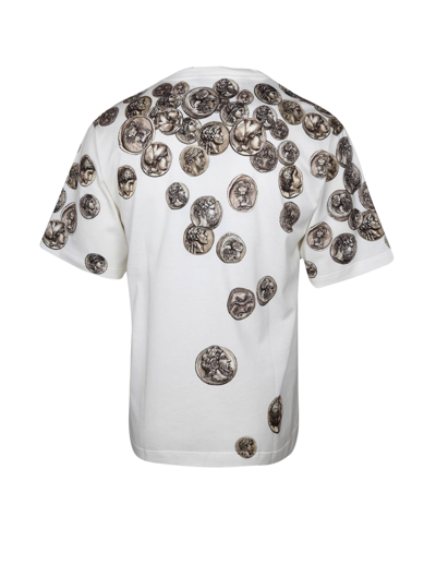 Shop Dolce & Gabbana T-shirt In Cotton Jersey With Coin Print In Coins/white Fund