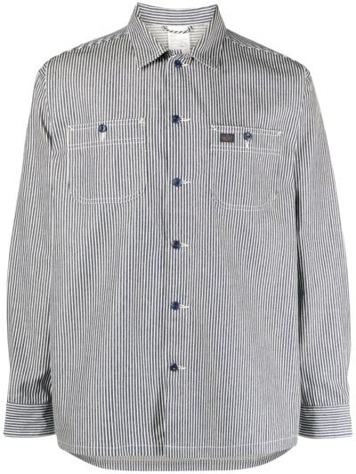 Shop Nudie Jeans Vincent Hickory Stripe-print Cotton Shirt - Men's - Cotton In Blue