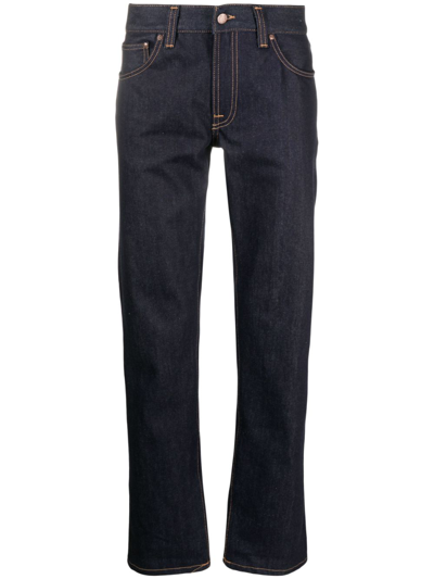 Shop Nudie Jeans Blue Gritty Jackson Straight-leg Jeans