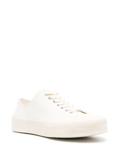 Shop Jil Sander Sneakers Basse In Tela In White
