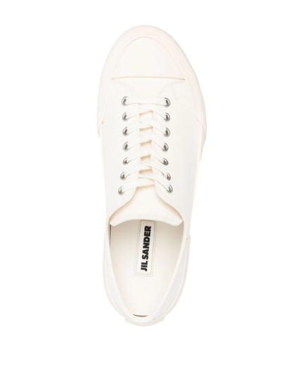 Shop Jil Sander Sneakers Basse In Tela In White
