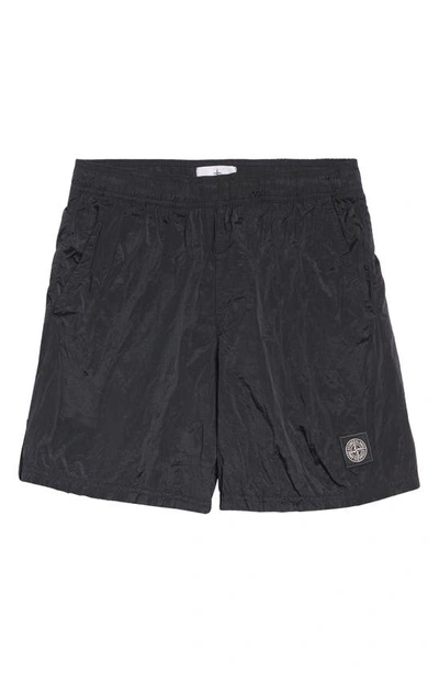 Shop Stone Island Nylon Shorts In Black