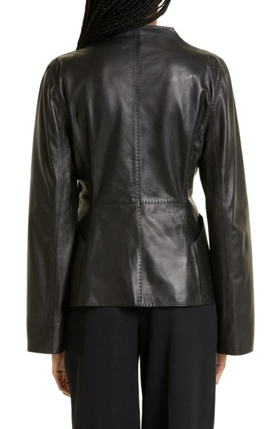 Shop By Malene Birger Selmas Asymmetric Lambskin Leather Jacket In Black