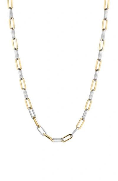 Shop Jane Basch Designs Two-tone Paper Clip Chain Necklace In Silver And Gold