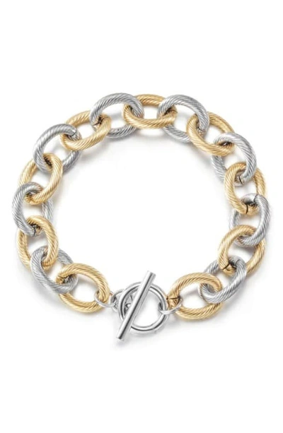 Shop Jane Basch Designs Two-tone Cable Chain Bracelet In Silver And Gold