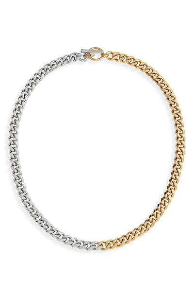 Shop Jane Basch Designs Two-tone Cuban Link Chain Necklace In Silver And Gold