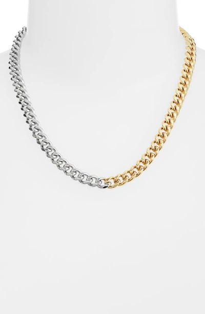 Shop Jane Basch Designs Two-tone Cuban Link Chain Necklace In Silver And Gold