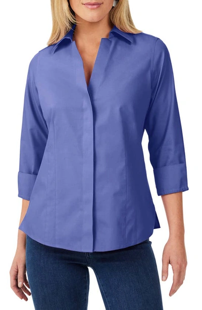 Shop Foxcroft Taylor Fitted Non-iron Shirt In Dark Chambray